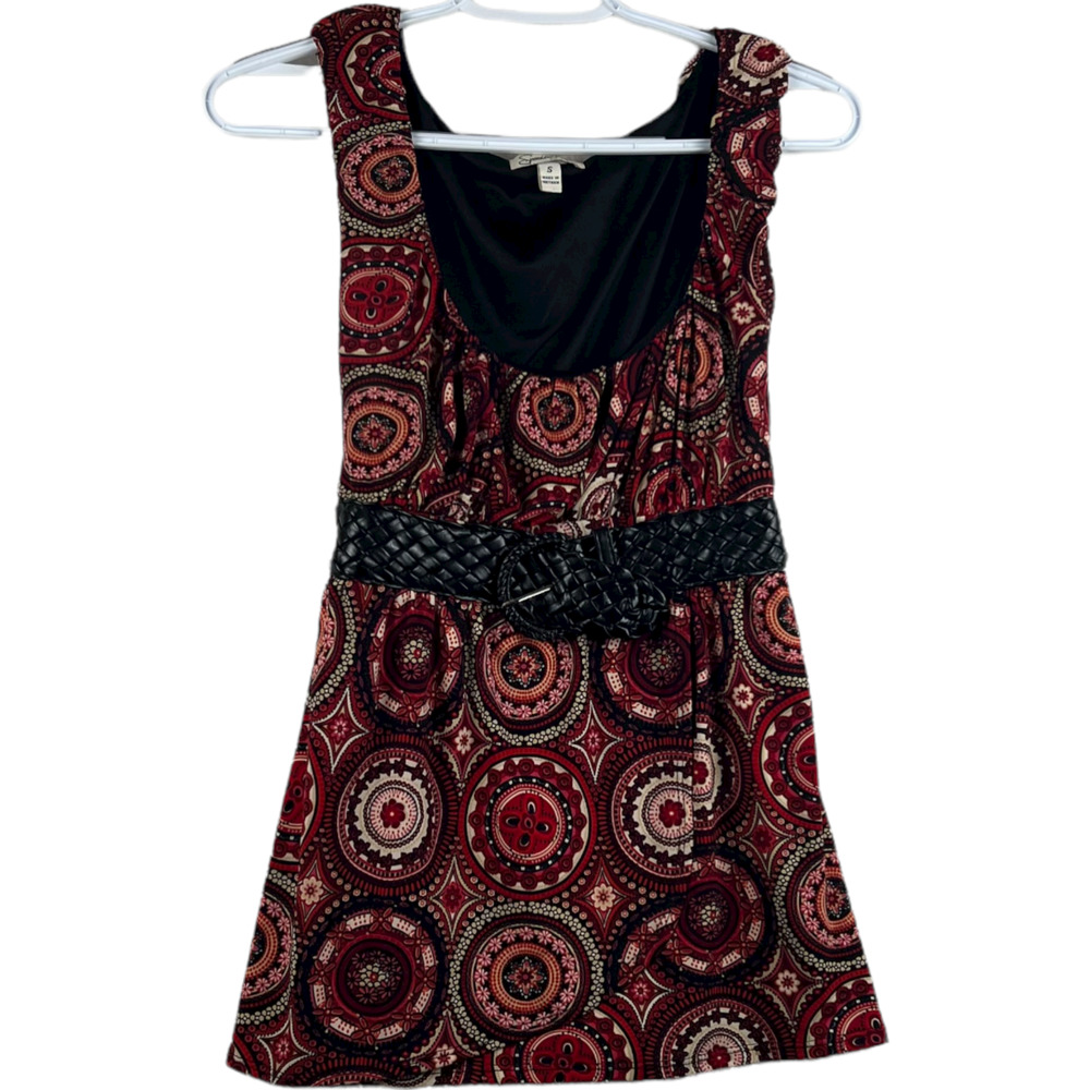 SPEECHLESS WOMEN'S DRESS Red Paisley with Belt Size Small
